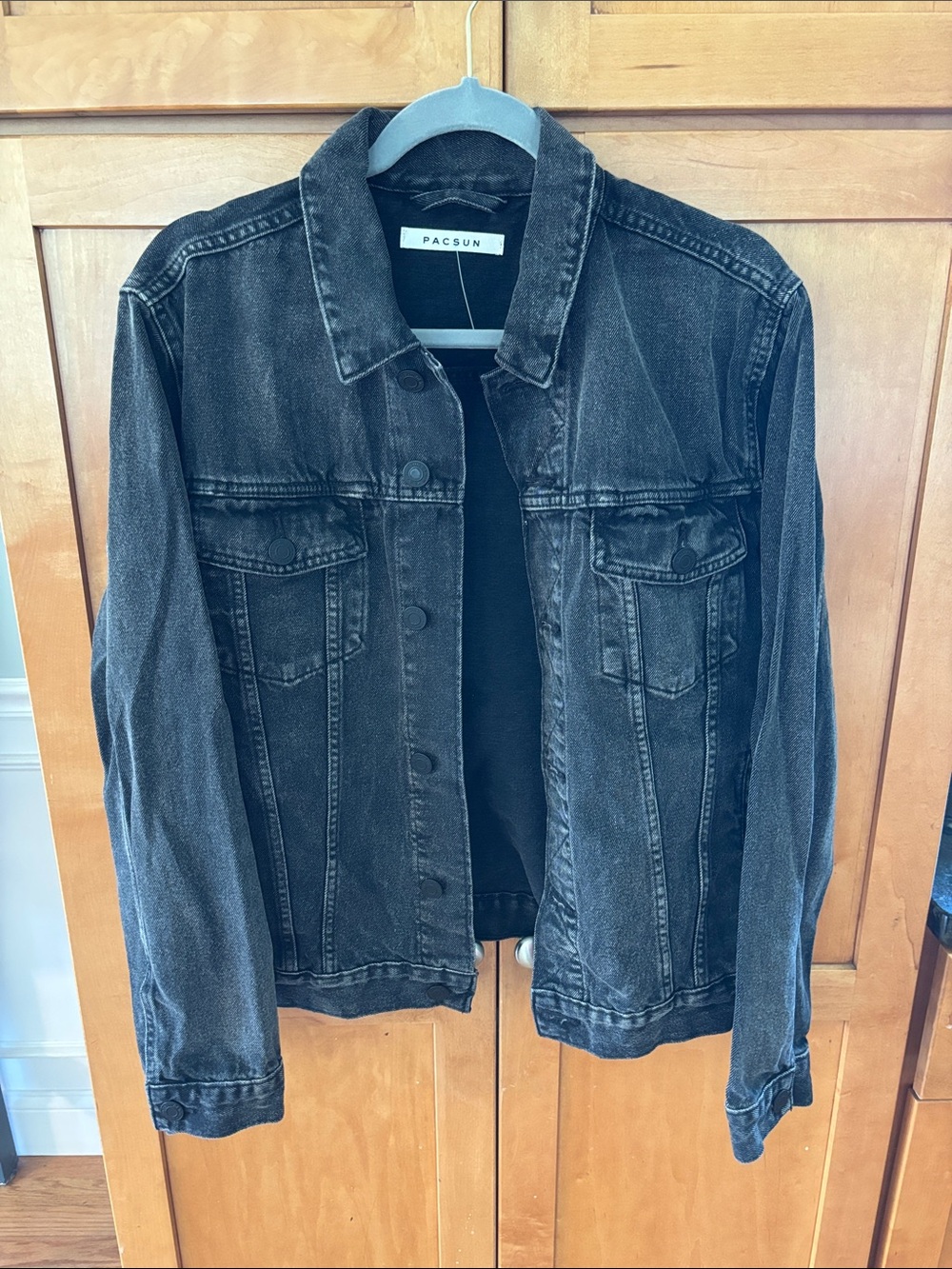 PacSun Washed Black Denim Trucker Jacket